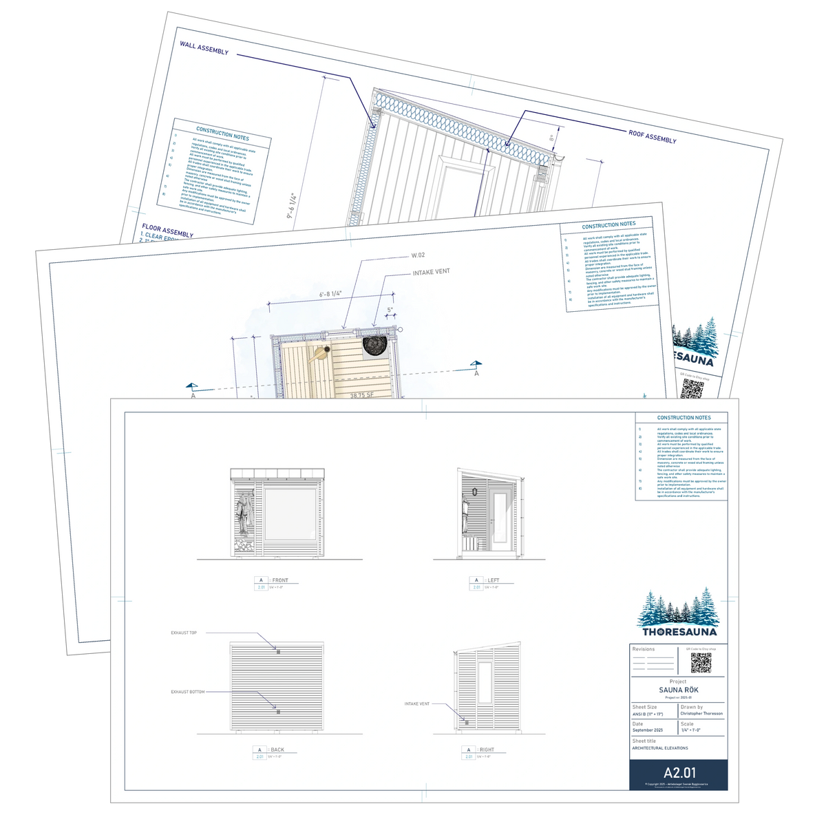 Custom Sauna Plans Medium 25 - 45 sq. ft.